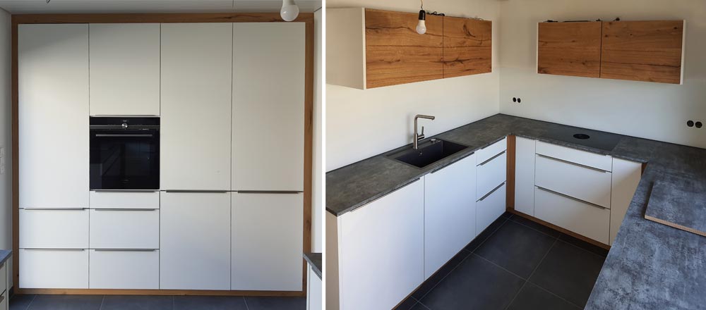 Einbauküche weiß und Risseiche